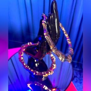 11J: Large Size Silver Door Knockers Earrings,